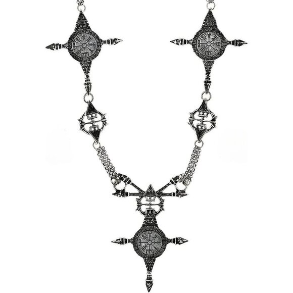 Vegvisir Necklace – Restyle Gothic Wayfinder ✦ Icelandic Compass ✦ Rare Talisman - Picture 1 of 9